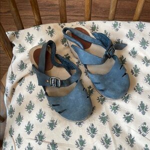 Mabo Clog Blue Leather Sandals with Buckle